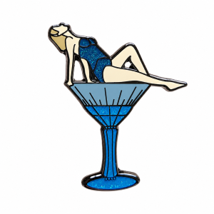 Midnight Wine Glass Glitter Enamel Pin