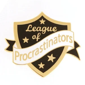 Procrastinators Shield Enamel Pin