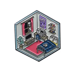 Creativity Aliens Peeping Into Room Collar Enamel Pin