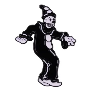 Halloween Circus Black White Clown Collar Enamel Pin