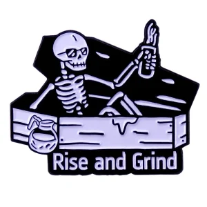 Rise Grind Skeleton Coffin Enamel Pin