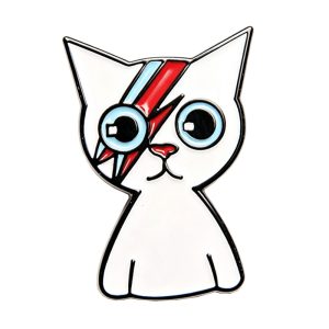 Singer White Cat Enamel Pin